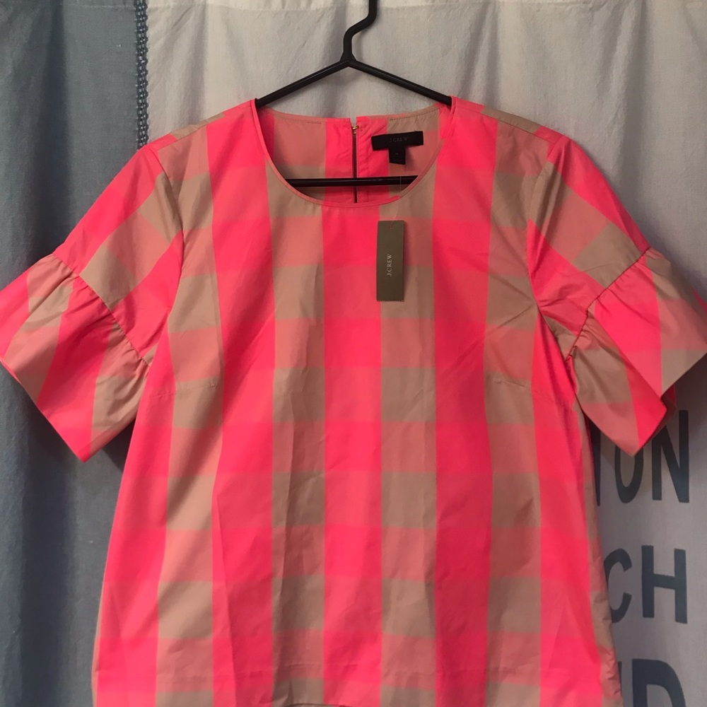 Adorable jcrew bell sleeve, pink, preppy blouse